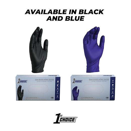 1st Choice 3 Mil Indigo Nitrile Exam Gloves Latex Free, Disposable Medical Grade, Food Prep, Tattoo, Small, Case of 1000