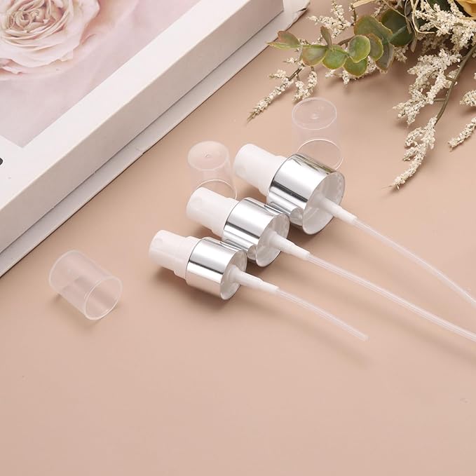 uxcell 12 Pcs Silver White Spray Top, 24/410 Fine Mist Sprayer Reusable Replacement Spray Bottle Pump Plastic Top for Cosmetic Perfume and Body Sprays Bottle