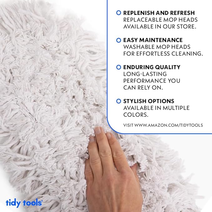 Commercial Dust Mop – 24 Inch Floor Sweeper for Hardwood, Reusable Cotton Mop Head, Extendable Handle, Dry Mop for Floor Cleaning & Janitorial Supplies