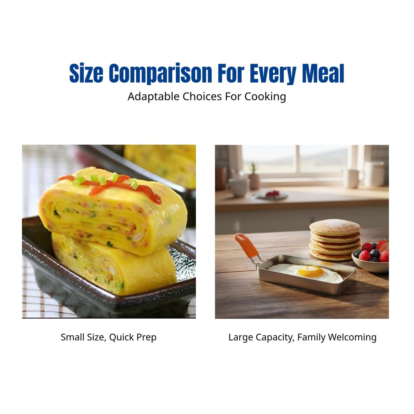 Fenteer Rectangle Egg Rings for Frying Eggs and Muffins, Stainless Steel & Nonstick Omelet Maker with Silicone Handle, Egg Mold for Camping Indoor Breakfast Sandwich Pancakes Burger, 11×3.5cm