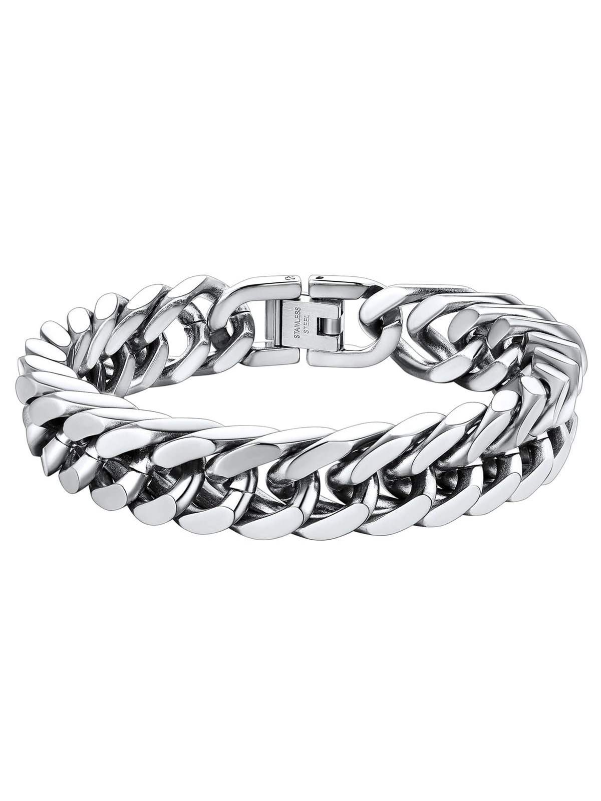 Stainless Steel Curb Chain Bracelet for Men 12mm 21cm Curb Bracelet Man Bangle Xmas Gift