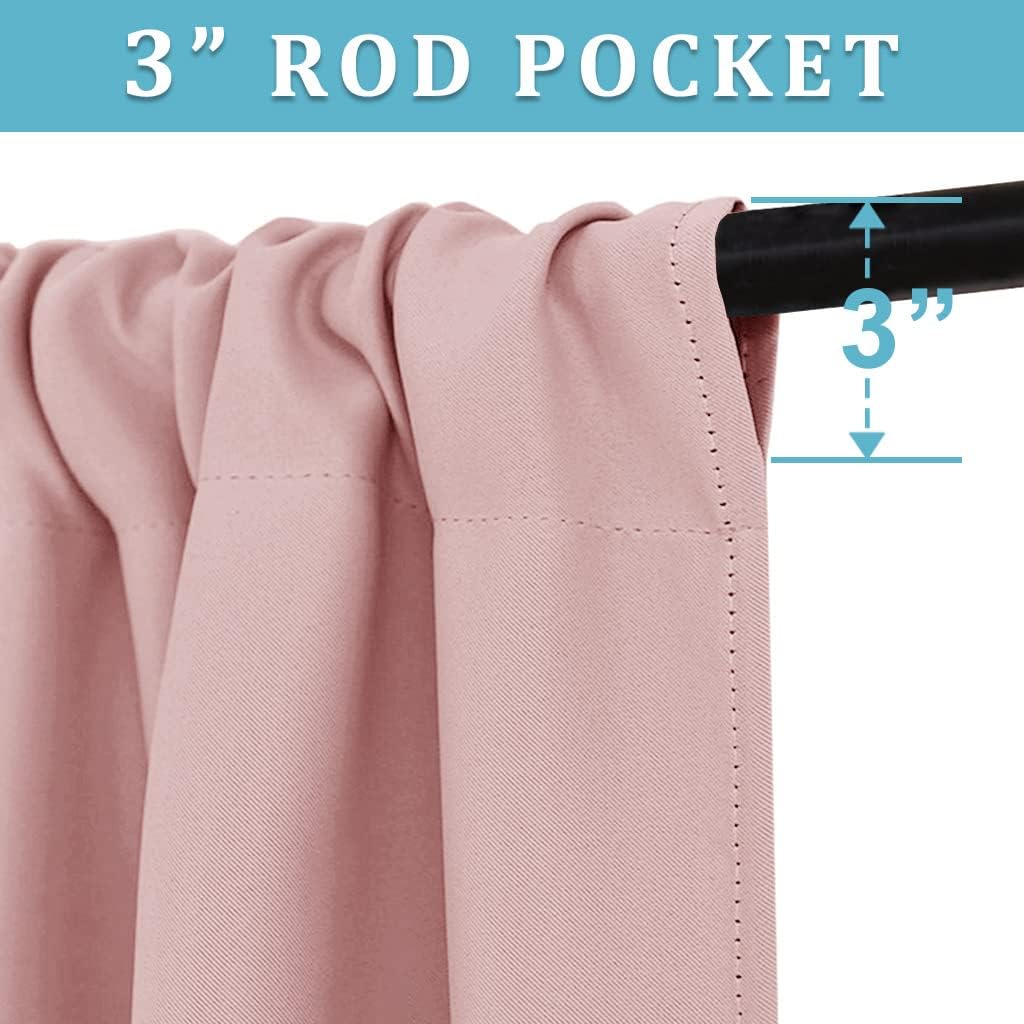 RYB HOME Short Window Curtains for Kitchen, Room Darkening Rod Pocket Drapes Decorative Privcay Backdrops Thermal Shades for Home Office Bathroom Basement, Peach Blush, W42 x L45 inch, 2 Panels