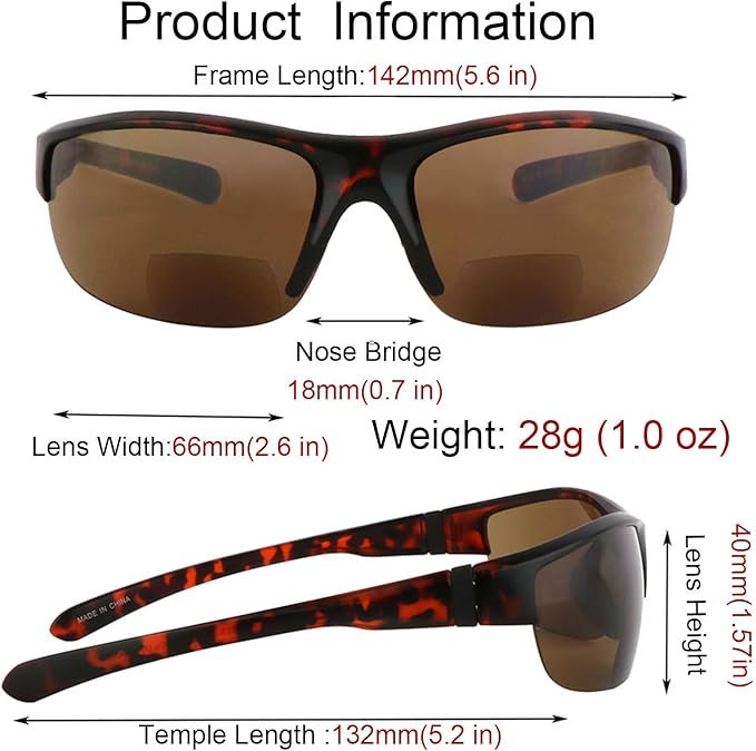 Sunglasses Bifocal for Men and Women, Sports Wrap Around Reading Reader Glasses