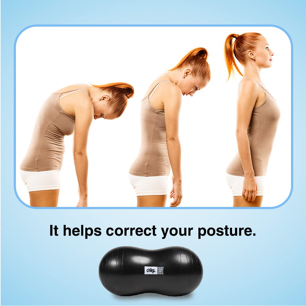 Chirp Cloud Peanut Mobility Ball for The Back, Physical Therapy Massager for Adults, Exercise Balance Ball, Sensory Therapy Toys for Autism & ADHD - 2 Pack (Mint 100x50cm, Black 60x30cm