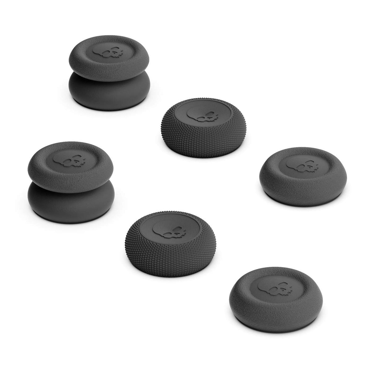 Skull & Co. Skin, CQC and FPS Thumb Grips Joystick Cap Analog Stick Cover for Steam Deck/OLED and ROG Ally, Ally X- Black, Set of 6