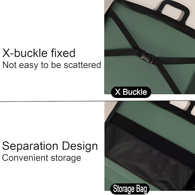 Acocony 11x17 Portfolio with Zipper Closure PP Material Oxford Cloth Edge Waterproof Green 1 Pack