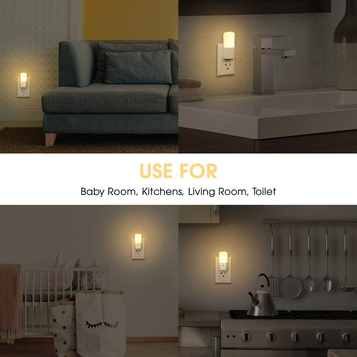 L LOHAS LED Dimmable Night Light[2 Pack], LED Night Lights Plug into Wall with Dusk to Dawn Sensor, Soft White 3000k Brightness Adjustable, Kids Nightlight for Bedroom,Baby Nursery,Hallway