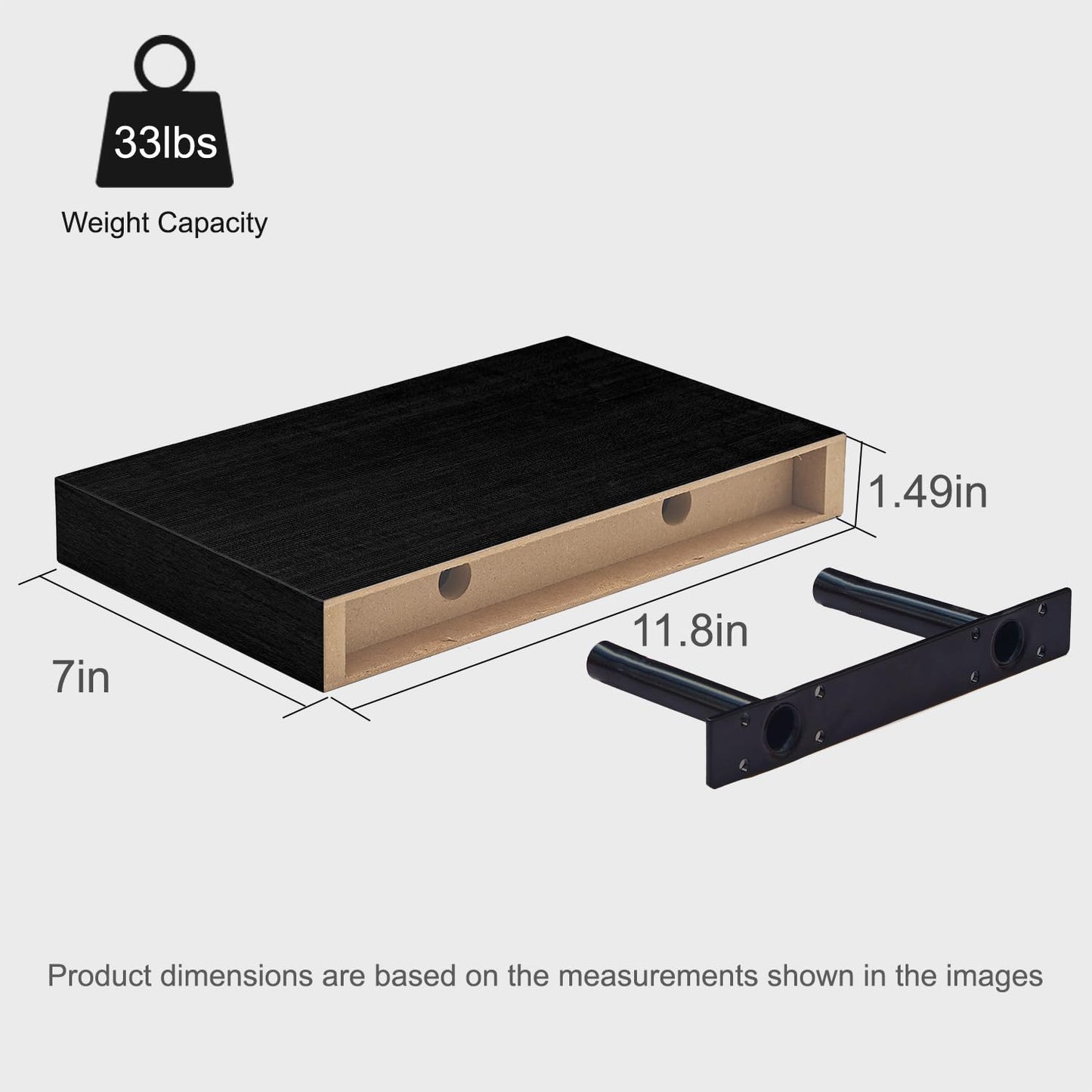 Modcraft Black Floating Wall Shelves for wall 3-Pack, 11.8" Small Wall Mounted Shelves, Sturdy Multi-Set Storage & Display for Bathroom Over Toilet, Kitchen, Living Room, Bedroom