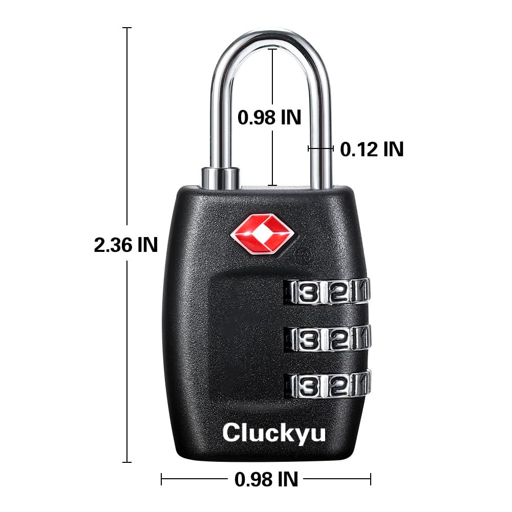 TSA Luggage Locks (4Pack) - 3 Digit Combination Padlocks - Approved Travel Lock for Suitcases & Baggage (Black)