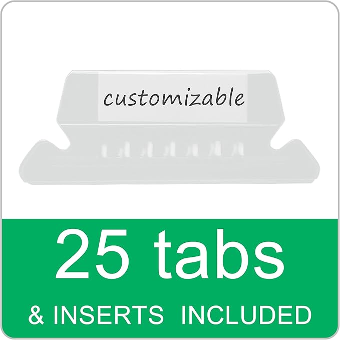 Black Hanging File Folders,25 Packs Letter Size File Folder,Designed for Bulky Files,Filing Cabinet,1/5 Adjustable Tabs for Office,School,Home