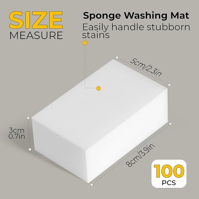 (50 Pack 3.9"x2.3"x0.8") Melamine Sponges Magic Cleaning Sponges in Bulk Eraser Sponges for Kitchen Bathroom Cleaning Supplies for Stains and Dirt
