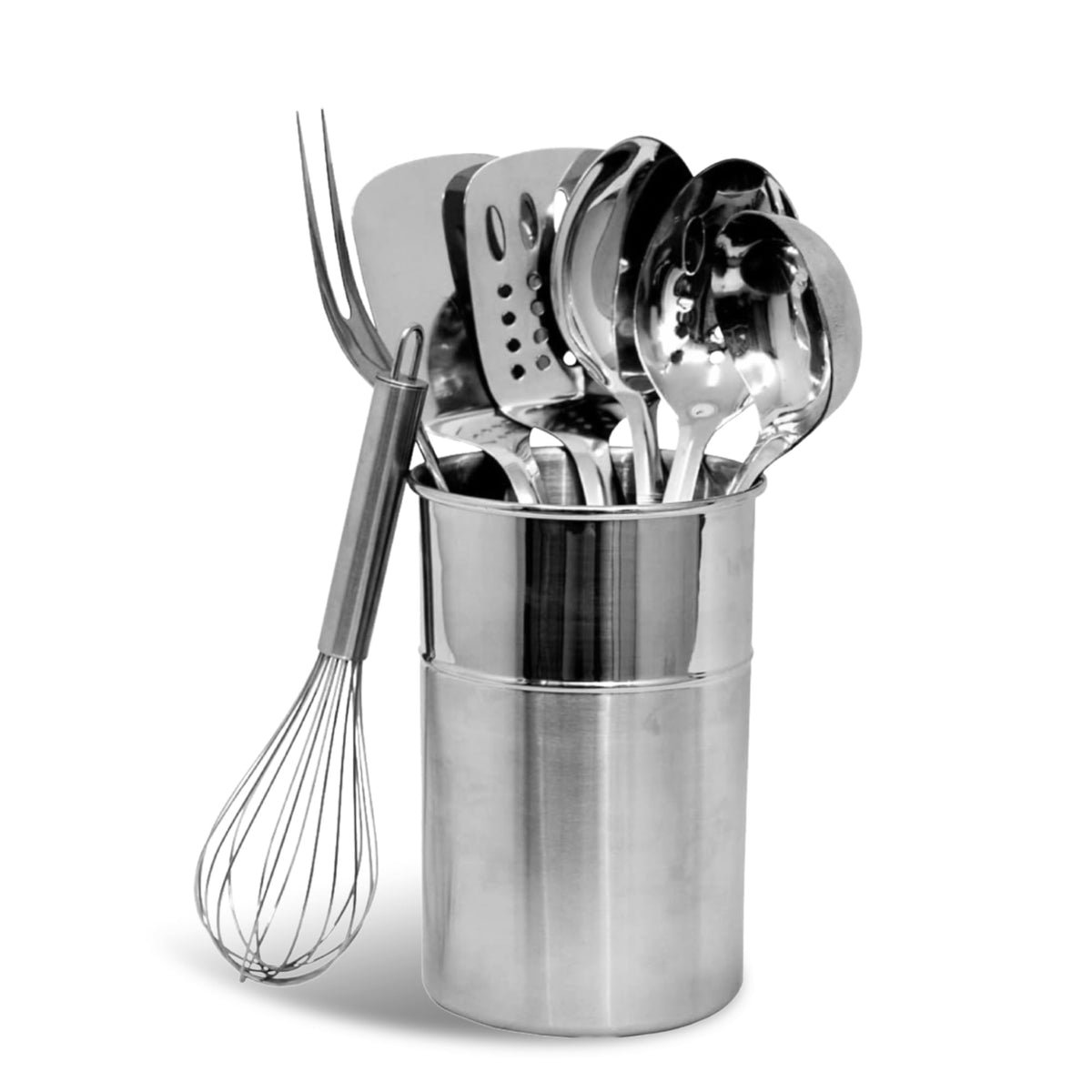 Chef Craft - 8 Piece Stainless Steel Kitchen Utensils Set with Utensil Holder