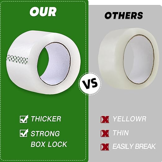 Clear Packing Tape (36 Rolls), Heavy Duty Packaging Tape for Shipping Packaging Moving Sealing, 2 inches Wide, 65 Yards Per Roll