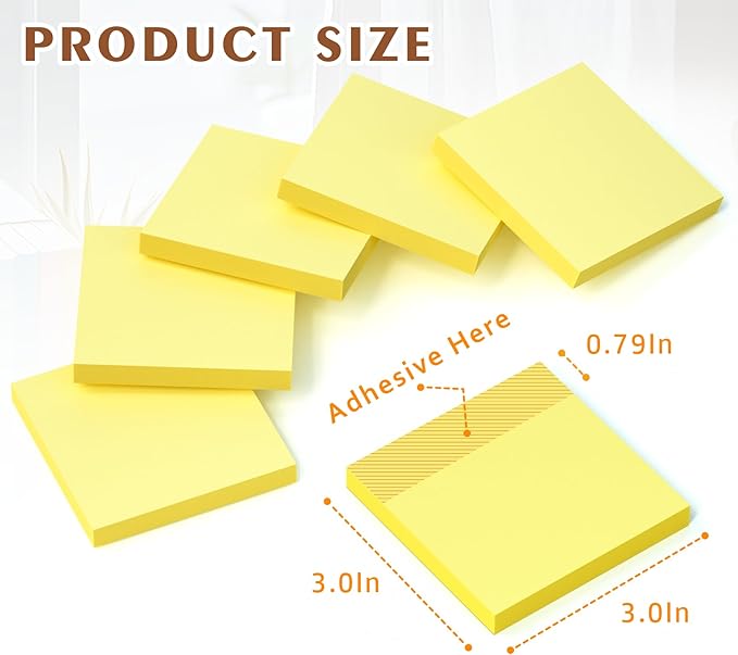 2 x 1.5in Sticky Notes Mini, Yellow Sticky Notes,1600pcs Notes Pads Small Memo Pads,100 Sheets/Pad Strong Self-Stick Pads, Bulk Tiny Pads Easy to Post Notes for Home, Meeting(16Pack)