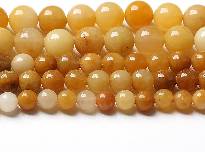 8mm 45pcs Natural Yellow Aventurine Jade Beads Round Loose Beads Energy Crystal Healing Power Gemstone for Jewelry Making DIY Bracelet 15 Inch