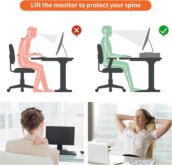 gianotter Desk Organizers and Accessories, Monitor Stand with Drawer and 2 Pen Holder, Desktop Organizer Suitable for Offices and Dormitories (Rose Gold)