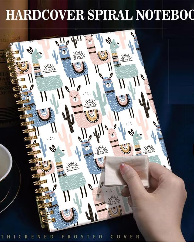 Spiral Journal Notebook,A5 Hardcover Lined Journals for Women Girl 6 x 8.3 in,120 Pages Thick Paper,Cute College Ruled Writing Notebook for Gifts Office Work School(Cute Llamas)