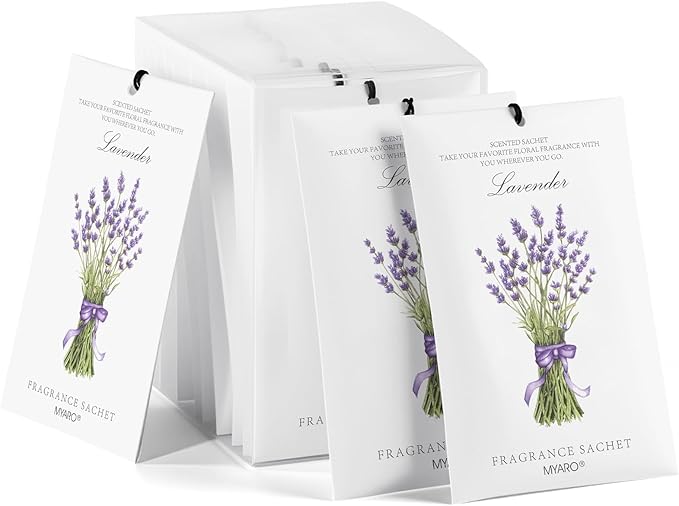 MYARO 12 Packs Lavender Scented Sachets Air Freshener for Drawer and Closet, Long-Lasting Sachets Bags Drawer deodorizers Fresh Scents, Home Fragrance for Lover
