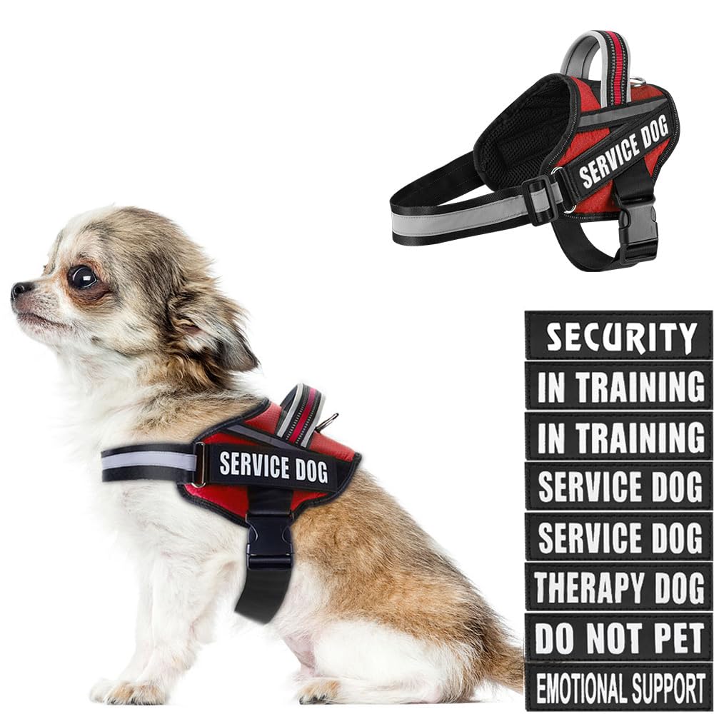 Dog Vest Harness and Patches Set, Animire in Training Service Dog Harness with 10 Dog Patches, Reflective Dog Vest with Handle for Small, Medium, Large, and Extra-Large Dogs