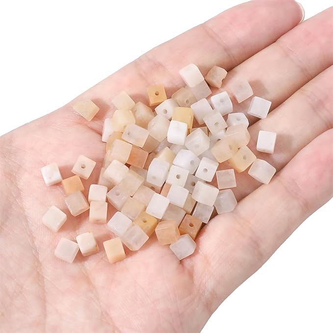 Natural Pink Aventurine Square Stone Beads 4x4mm 85pcs Cube Loose Semi Gemstone Beads for Jewelry Making Design