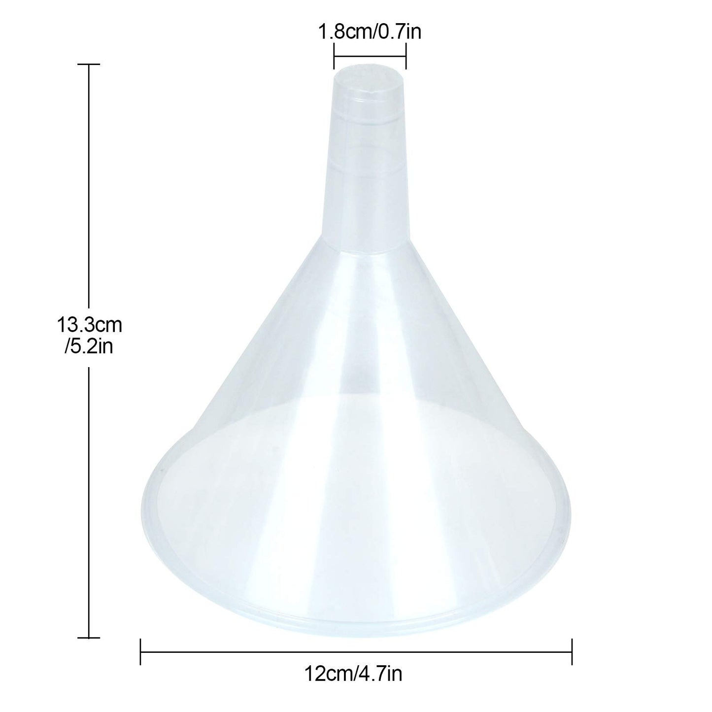 HNBun 30Pcs Plastic Funnels Set, 4.7 Inch Wide Mouth Large Clear Funnels for Filling Water Bottles, Multipurpose Tool with Long Spout for Transferring Liquid, Spices, Powder, Lotion, Oils