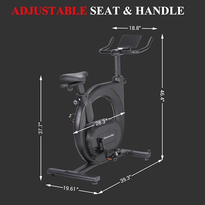  Exercise Bike, Adjustable Magnetic Resistance Stationary Bikes with Smart Knob Resistance,300Lbs Weight Capacity Indoor Cycling Bike WithLCD Monitor & IPad Mount ﻿