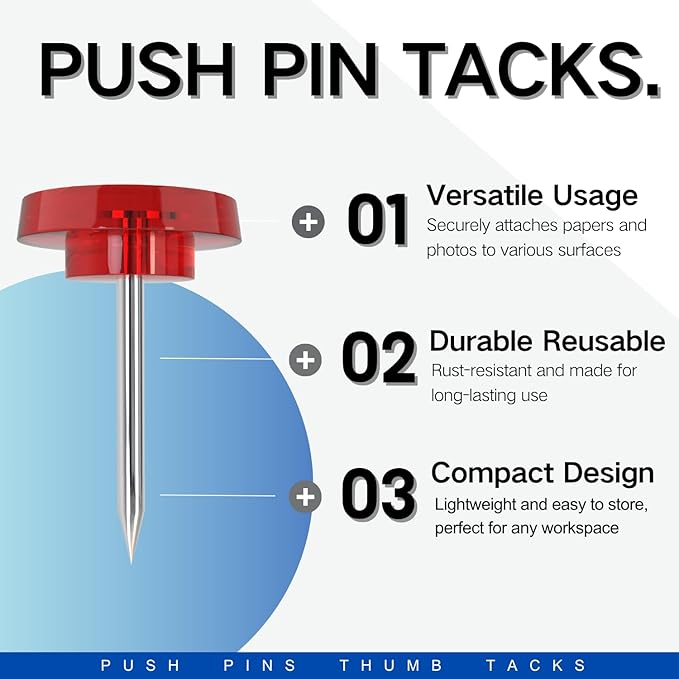 150 PCS Flat Clear Colored Push Pins for Wall Thumb Tacks for Walls Flat thumbtacks Push pin for Bulletin Board Shadow Box Display Thumbtack for Cork Board