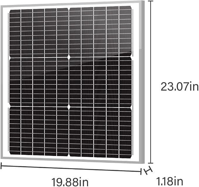 Newpowa 50W 10BB Mono Solar Panel 50 Watts Monocrystalline Module with 3ft Connectors for RV,Boat,Home Off Grid System