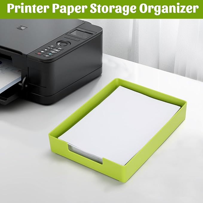 Letter-Size Tray Desk Letter Tray Paper Tray, Sturdy Heavy-Duty Plastic Printer Paper Tray, Single-Tier Stackable File Storage Organizer for Office Home (1, Green)
