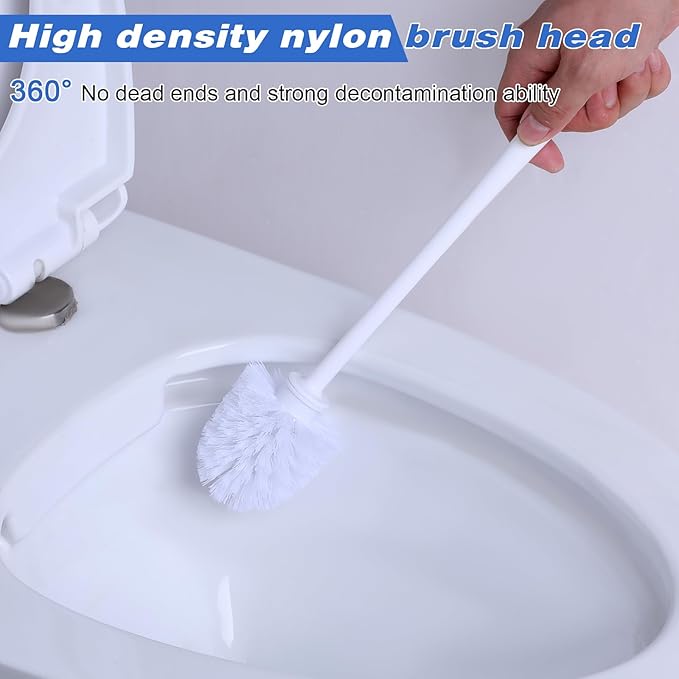 15Pcs 14.2Inch Toilet Brush Cleaner Bathroom Cleaning Scrubber Long Handle Plastic Handled Heavy Duty Round Toilet Bowl Brush for Thorough Household Bathroom Cleaning Supplies Won't Rust Sturdy