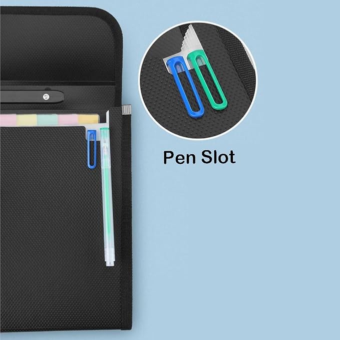 12 Pockets Letter Size/A4 Accordion File Organizer with Handle, TRANBO Expanding File Folder, Portable Paper Organizer, Expandable Plastic Document Organizer for Travel School Office - Blue
