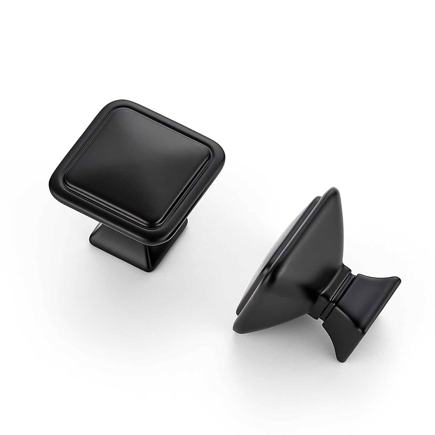 Ravinte 25 Pack Solid Single Hole Square Foot Cabinet Arch Knobs Kitchen Matte Black Knobs Black Drawer Pulls Kitchen Cabinet Hardware Pulls for Cupboard Handles