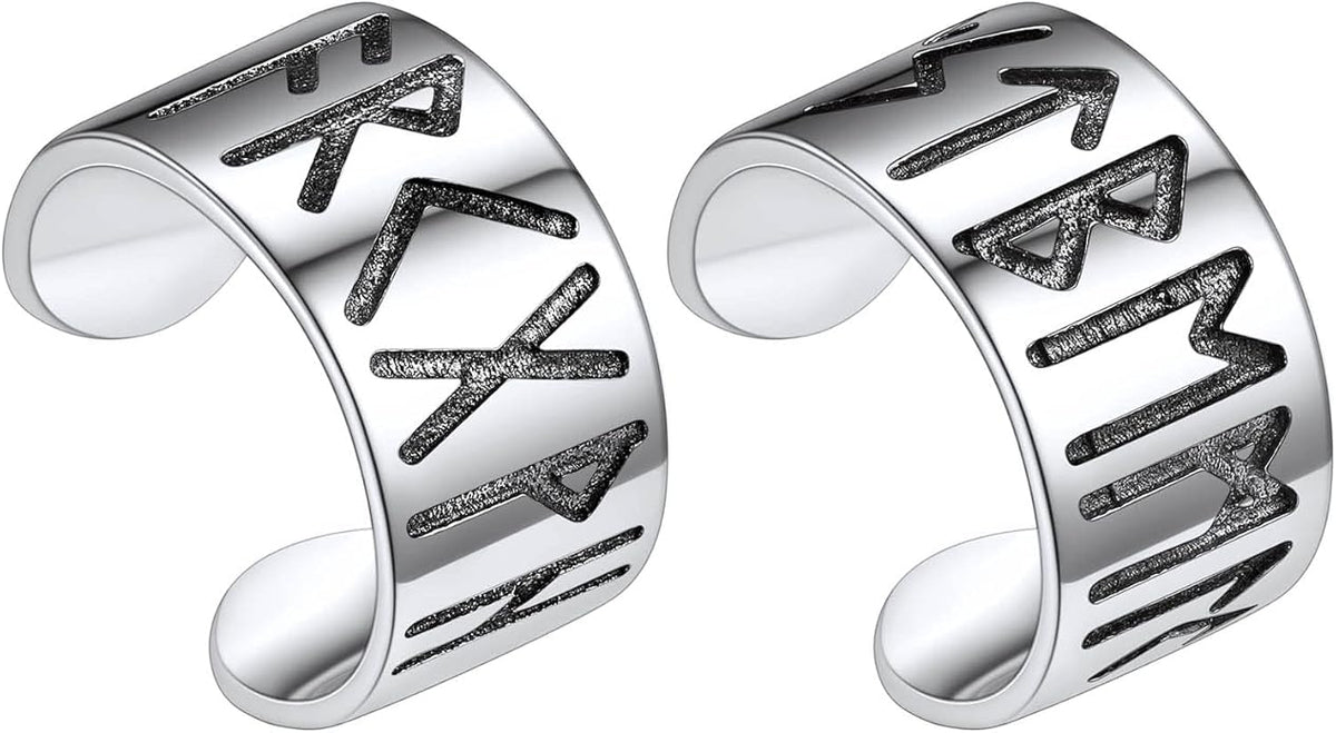 Silvora Ear Cuff 925 Sterling Silver Viking Runes Earrings for Men Women Viking Jewelry with Gift Box