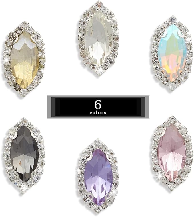 TANOSII Sew on Rhinestones 100 PCS Mixed Shapes Glass Rhinestones Sew on Crystal Gems Mental Flatback with Silver Claw for Jewelry Crafts Clothes Shoes Costume Garment Purple Type 1