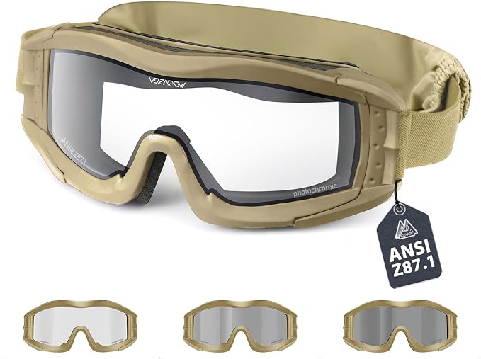 Airsoft Goggles Anti Fog with ANSI Z87.1 Certified, Safety Goggles Impact Resistant, Tactical Shooting Glasses