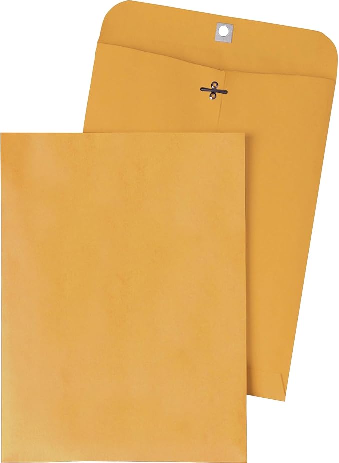 Quality Park 11-1/2 x 14-1/2 Clasp Envelopes, Clasp and Gummed Closures for Storing or Mailing Large Documents, 28 lb Kraft Paper, 100 per Box (QUA37905)