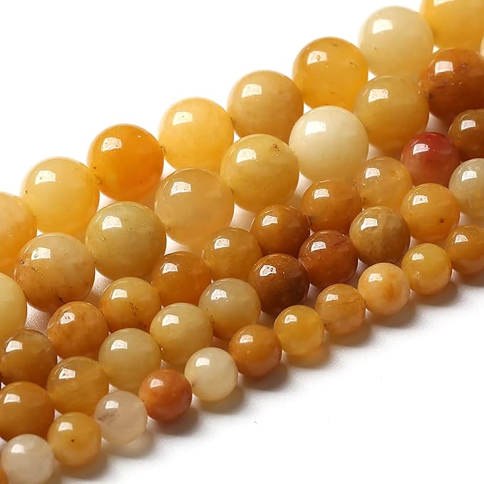 12mm 32pcs Natural Yellow Aventurine Jade Beads Round Loose Beads Energy Crystal Healing Power Gemstone for Jewelry Making DIY Bracelet 15 Inch