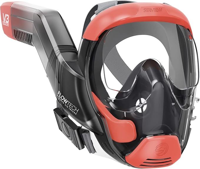 Seaview 180 V3 Full Face Snorkel Mask Adult- The V3 is The Perfect Snorkeling Gear for Adults- Snorkel Mask with 180 Panoramic Viewing and Up to 600% Easier Breathing- Patented Flowtech Air Intake