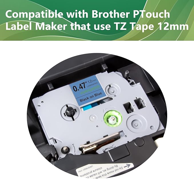 TZe-531 12mm TZe TZ Blue Tape Compatible with Brother P Touch Label Maker Tape TZ-531 TZe531 TZ531 Label Tape 12mm 0.47 Laminated Black on Blue for PT D200 D210 D220 D400 Cube, 3-Pack