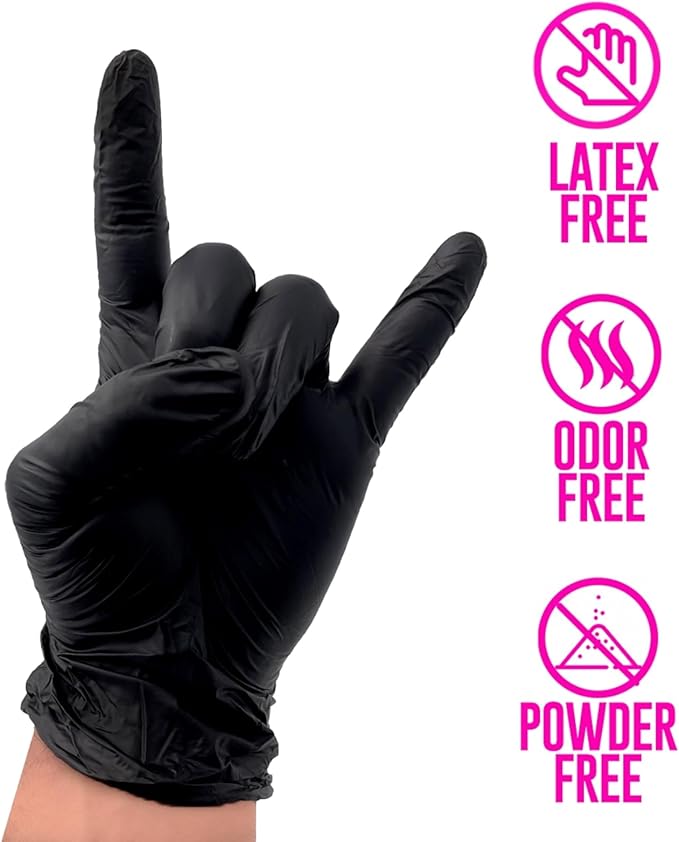 Colortrak Disposable Vinyl Gloves, Single-Use, Latex-Free, Powder-Free, Ambidextrous, Black