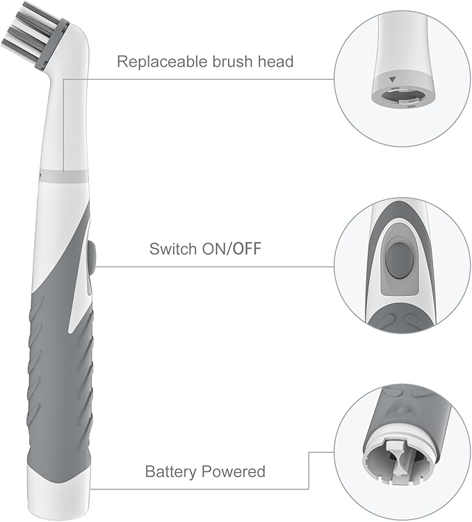 Electric Cleaning Brush with 4 in 1 Multiple Brush Heads, Indoor Household Cordless Motorized Brush for Bathroom Toilet Kitchen Tile Crevice(Grey)