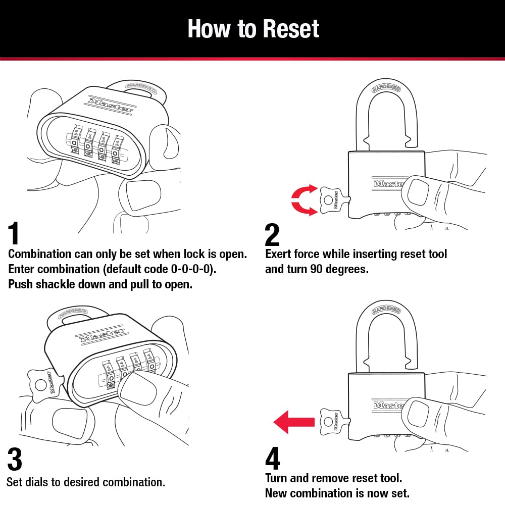 Master Lock Black Combination Padlock, Set Your Own Combo Lock, Weather Resistant Indoor and Outdoor Padlocks with Code for Gym Locker, Gate, Shed, 2 Pack, 178EC2