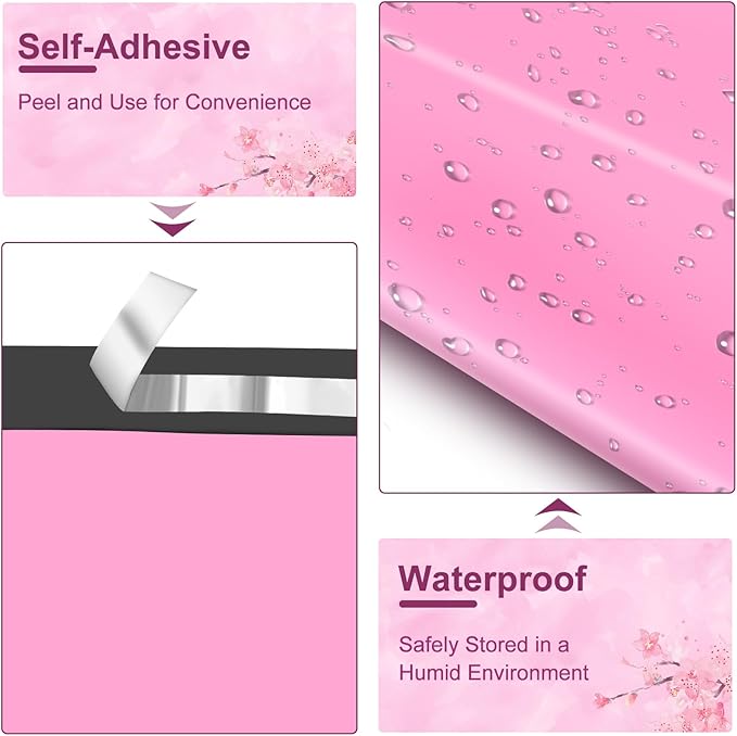 Poly Mailers 14.5x19, Large Poly Mailers 100 Pack, Shipping Mailers with Self Seal Adhesive, Waterproof and Tear-Proof Mailers Poly Bags for Small Business (Sakura Pink）
