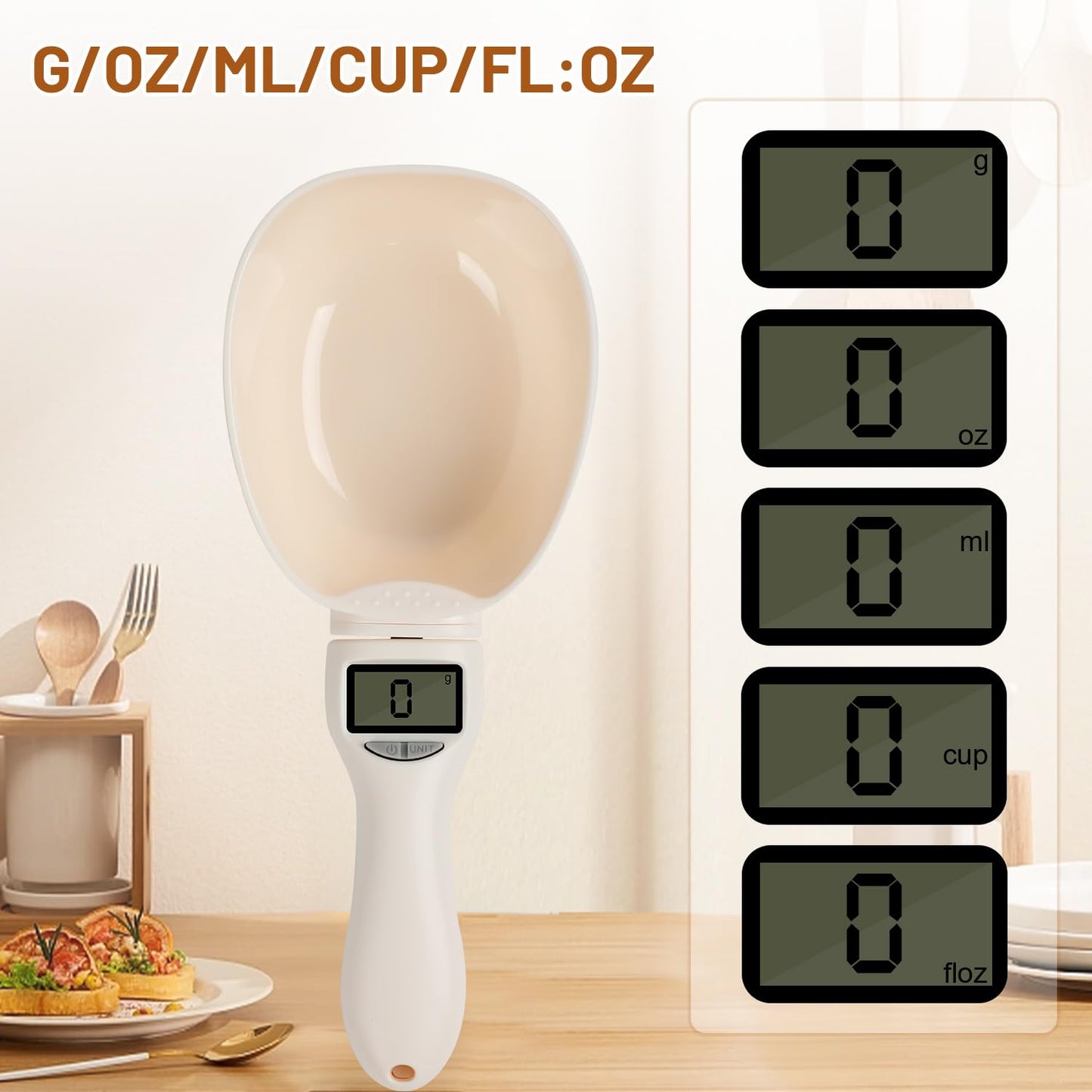 Digital Measuring Spoon Scale, 800g / 0.1g High Precision Electric Measuring Spoon with Led Display, Upgraded Multi-Functional Digital Food Scale, Removable Handle for Kitchen Gadgets and Daily Meals
