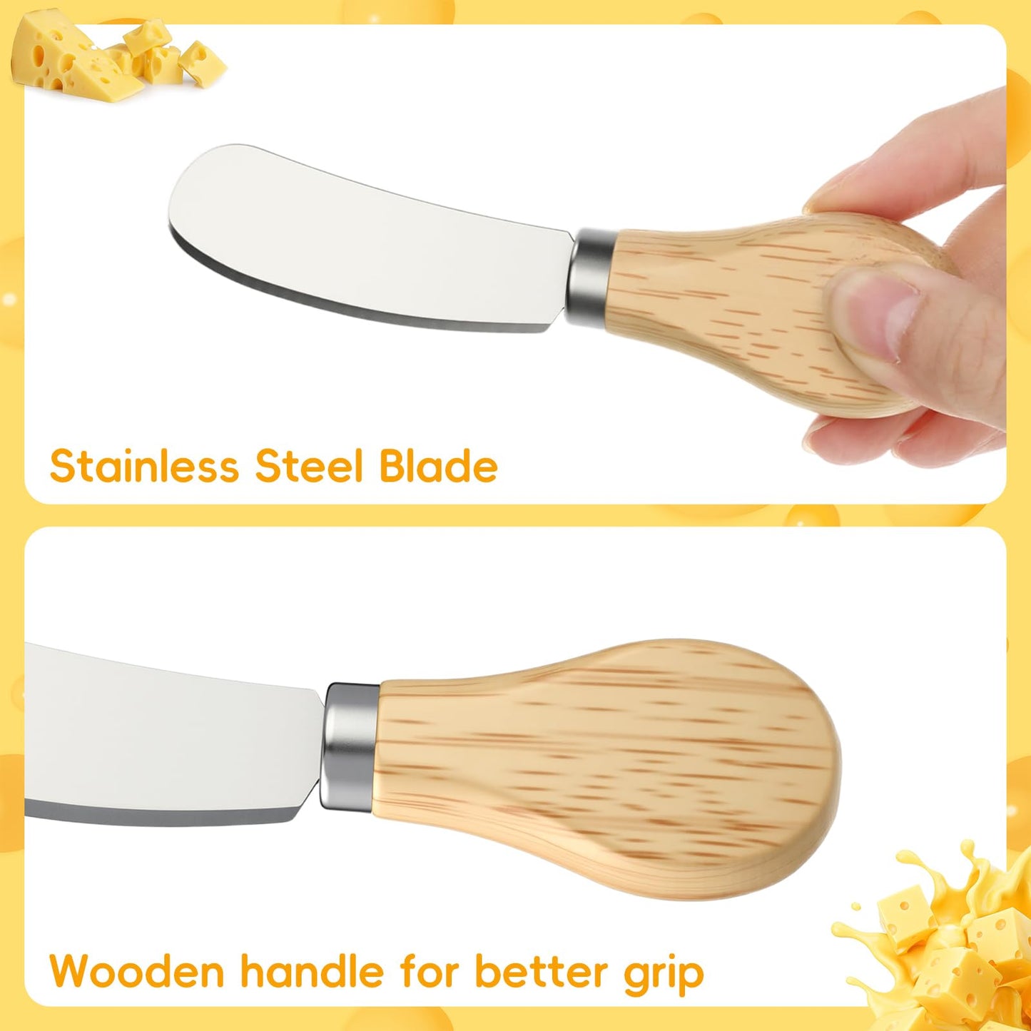 LemonRoad 100 Pcs Cheese Butter Spreader Knife Stainless Steel Butter Knife with Wooden Handle for Jam, Sandwiches, Dips and Charcuterie Kitchen Gadgets Bulk