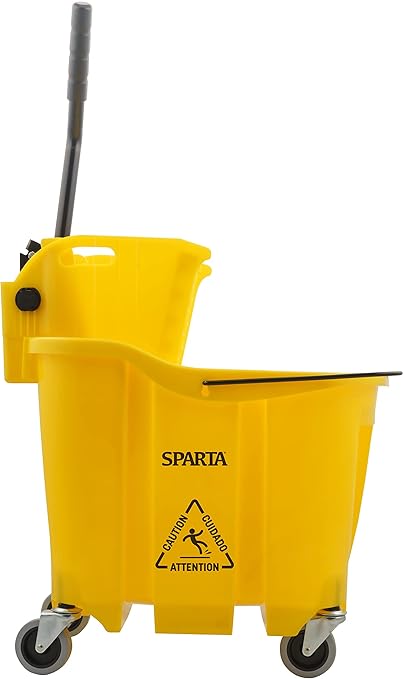 Carlisle FoodService Products Omnifit Mop Bucket with Wringer for Floor Cleaning, Restaurants, Office, And Janitorial Use, Polypropylene, 35 Quarts, Yellow