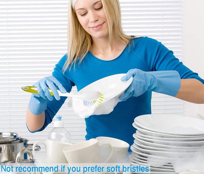 Dish Brush, Dish Scrubber & Kitchen Scrub Brush for Dishes, Pots, Pans, Sink, Cast Iron, Yellow-green 5 Pack