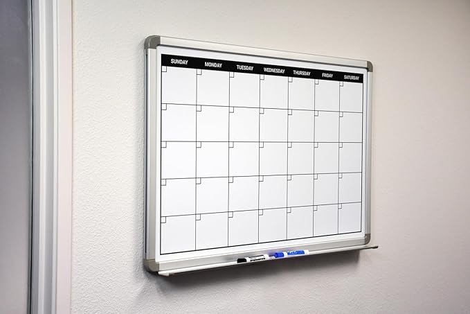 Month Calendar Dry-Erase Scheduling Whiteboard 60" x 40"