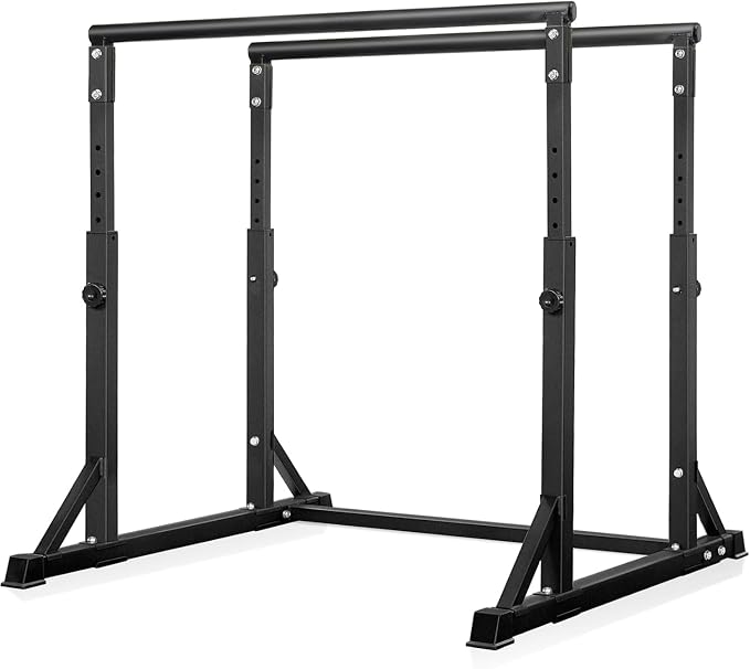 Bongkim Dip Bar, Heavy Duty Dip Station with 7 Height Levels, 800lbs Adjustable Parallel Bars for Tricep Dips Pull-Ups L-Sits Calisthenics Exercises Strength Training for Home Gym Outdoor