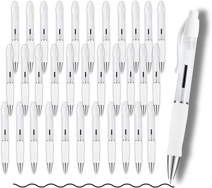 BallPoint Pens Bulk, 100 Pack White Barrel (BLACK Ink), No Bleed Black Ink with soft Grip, Click Pens for Office Home and School, Retractable Ballpoint Pens, Medium Point, 1.00MM Smooth Writing